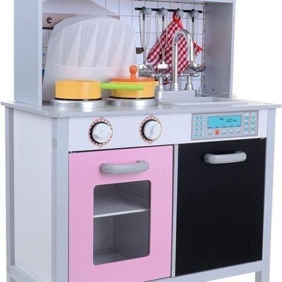 Wooden children's kitchen - with appliances & kitchen utensils