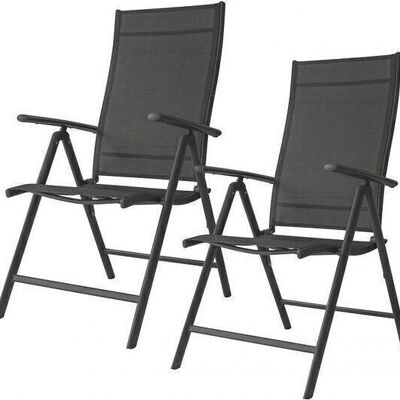 Folding garden chairs - tilting backrest - 2 pieces - anthracite