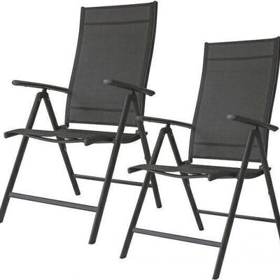 Chaises de jardin pliantes - dossier inclinable - 2 pièces - anthracite