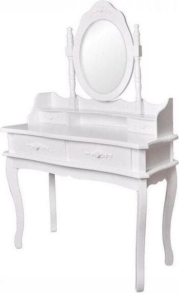 Coiffeuse avec miroir inclinable - style classique - blanc