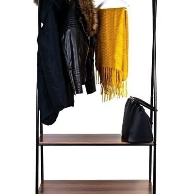 Standing coat rack with 2 shelves
