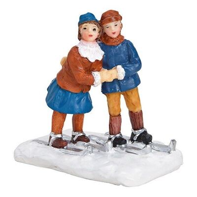 Miniature pair on skis made of poly colored (W / H / D) 6x6x4cm