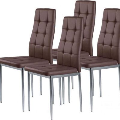 Dining room chairs - set of 4 pieces - dark brown artificial leather