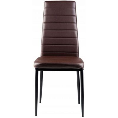 Dining room chairs - set of 4 - dark brown artificial leather & black