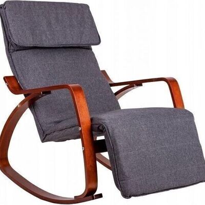 Rocking chair with adjustable footrest - gray & brown