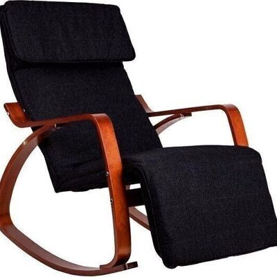 Rocking chair with adjustable footrest - black & brown