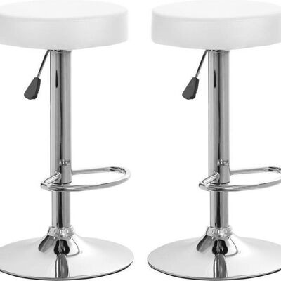 Bar stool set 2 pieces - white artificial leather - height adjustable