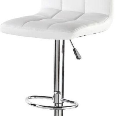 Bar stool - white artificial leather - height adjustable - with short backrest