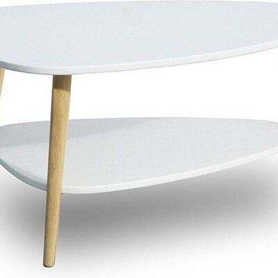 Table basse en bois - 90x67x45 cm - blanc - 2 plateaux