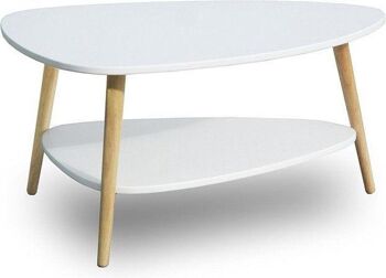 Table basse en bois - 90x67x45 cm - blanc - 2 plateaux