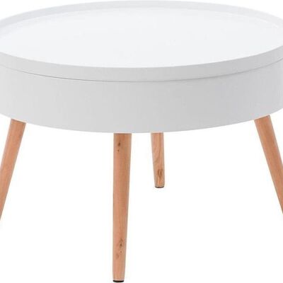 Table basse en bois avec espace de rangement - 60x60x40 - blanc