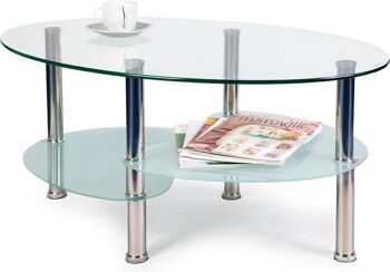 Table basse en verre - avec 2 étagères supplémentaires - diamètre 90 cm