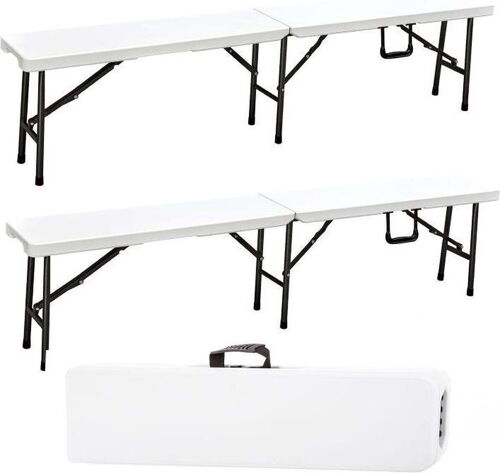 Opklapbare zitbanken - evenementen tafels - 180 cm lang - wit