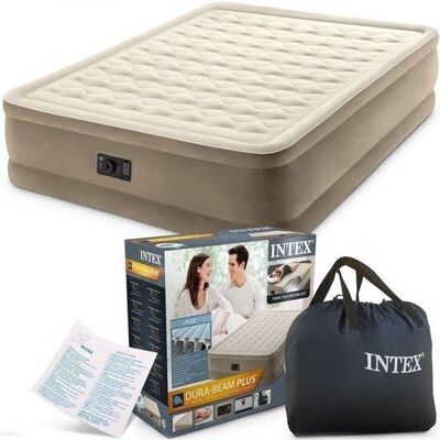 Intex aufblasbares Luftbett mit Pumpe – 203 x 152 x 46 cm – Beige