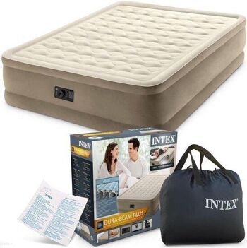 Matelas gonflable Intex avec pompe - 203x152x46 cm - beige