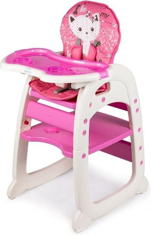 Kinderstoel - eetstoel met verstelbare rugleuning - roze