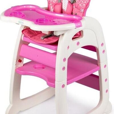 Trona - silla de comedor con respaldo ajustable - rosa