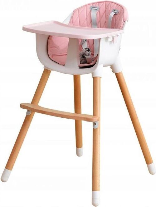Kinderstoel 2 in 1 - hoogte verstelbaar - wit & roze