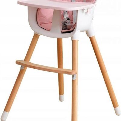 Highchair 2 in 1 - height adjustable - white & pink