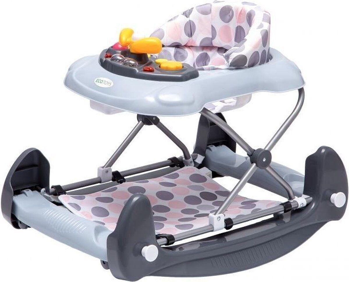 Baby loopstoel - met springmat - met schommel functie - grijs