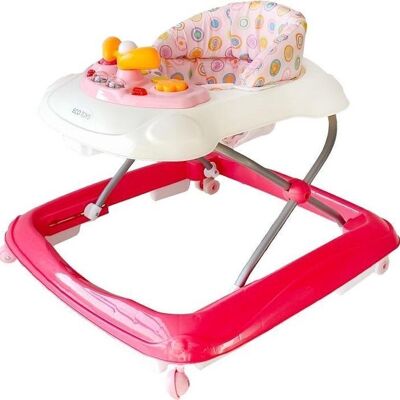 Baby walker - removable cover & adjustable seat - pink