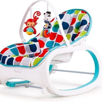 Baby bouncer with vibration - with toy arch - blue & white