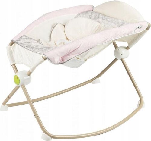 Baby wieg met schommelfunctie & vibratie - wit & roze