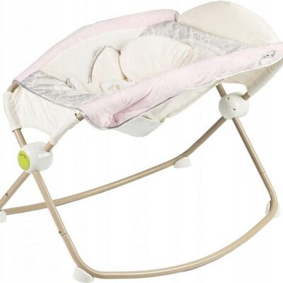 Baby crib with rocking function & vibration - white & pink