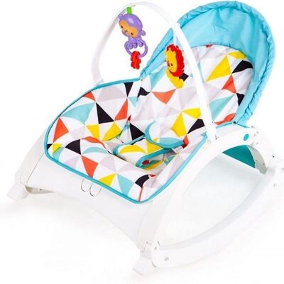 Baby bouncer with vibration and play arch - blue
