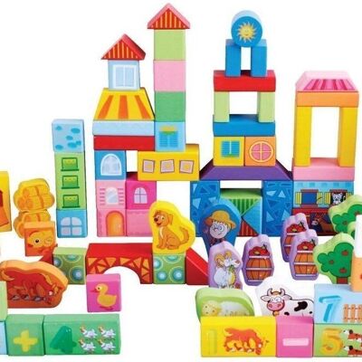 Block barrel set 100 pieces - colorful wooden blocks