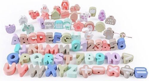 Eduacatieve kinder puzzel - houten puzzel stukken - 80 stuks - alfabet & cijfers