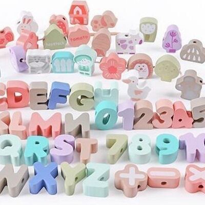 Educational children's puzzle - wooden puzzle pieces - 80 pieces - alphabet & numbers
