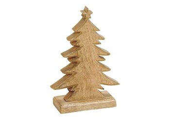 Sapin de Noël en bois de manguier marron (L/H/P) 12x20x6cm