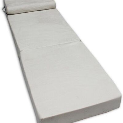 Foldable mattress - Washable cover - 70cm x 200cm x 15cm - Cream