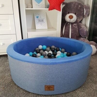 Piscina de bolas - piscina de bolas resistente - 90 x 30 cm - 200 bolas - blanco, gris, negro, azul claro