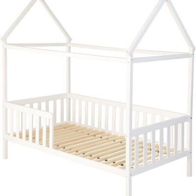Hausbetthaus| Kinderbett| Holz | mit Zaun | 160 x 80 cm