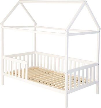 Maison lit maison| Lit enfant| Bois | avec clôture | 160 x 80 cm