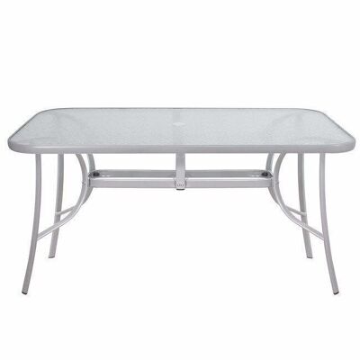 Metal garden table with glass table top - 150x90 cm - gray