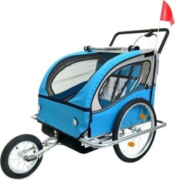 Remorque à vélo pour enfants - déambulateur multifonctionnel - bleue