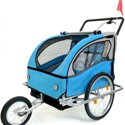 Bicycle trailer with suspension - for children - multifunctional walker - blue