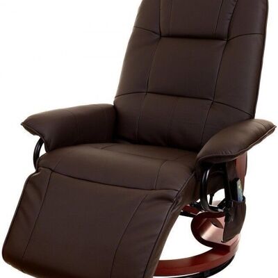 Fauteuil avec massage, chauffage et repose-pieds - cuir artificiel marron