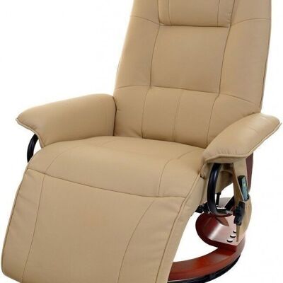 Armchair with massage, heating and footrest - beige artificial leather