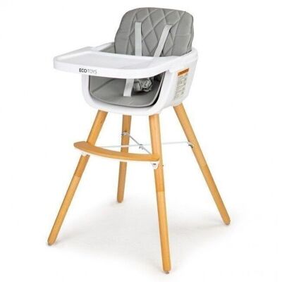 Height-adjustable baby chair - gray - removable tray