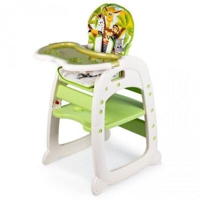 Chaise bébé réglable en hauteur - plateau amovible - vert