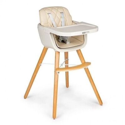 Height-adjustable baby chair - beige - removable tray