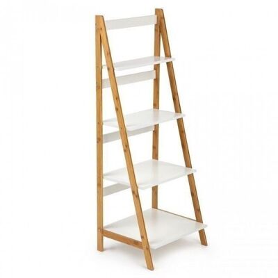 Bookcase with 4 shelves - bamboo & white
