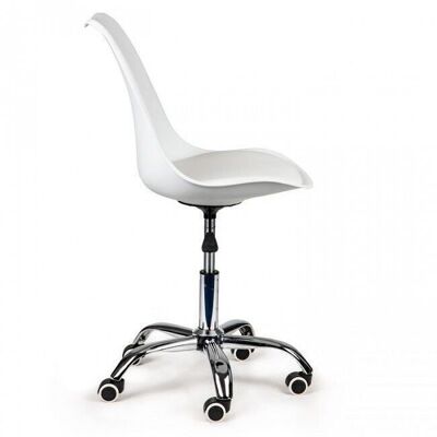 Chaise de bureau moderne blanc & chrome - réglable en hauteur