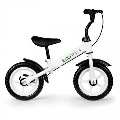 Bicicleta sin pedales para niños con freno de mano - blanca y negra