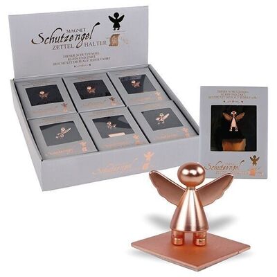 Guardian angel note holder in window box made of metal rose gold 3.5cm