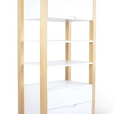 Bibliothèque enfant bois blanc 80x50x160 cm
